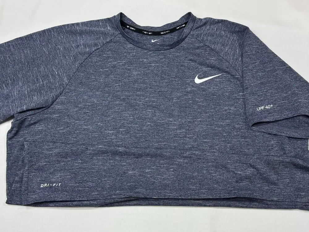 Nike Swim Gray Short Sleeve Shirt Size 2XL Upf 40